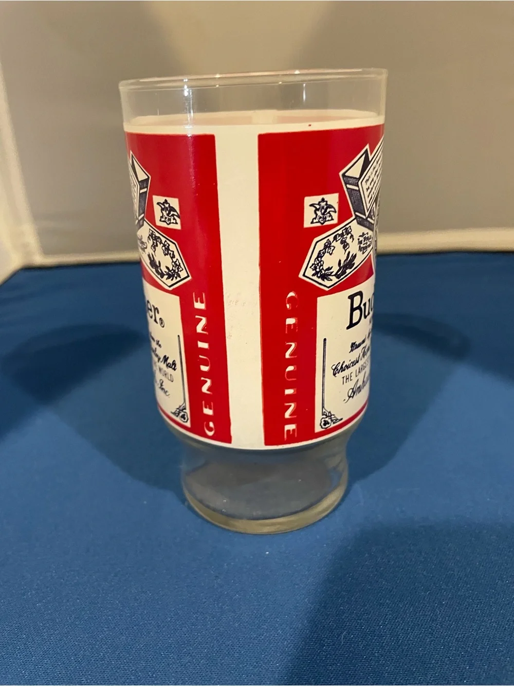 Vintage 1970s Budweiser Branded Glass 16oz - Red & White Label